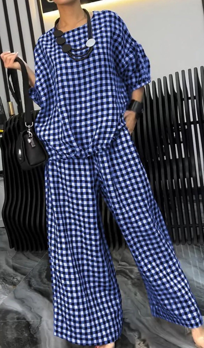 aakip™-Women's Comfortable Plaid Top And Pants Two-Piece Set
