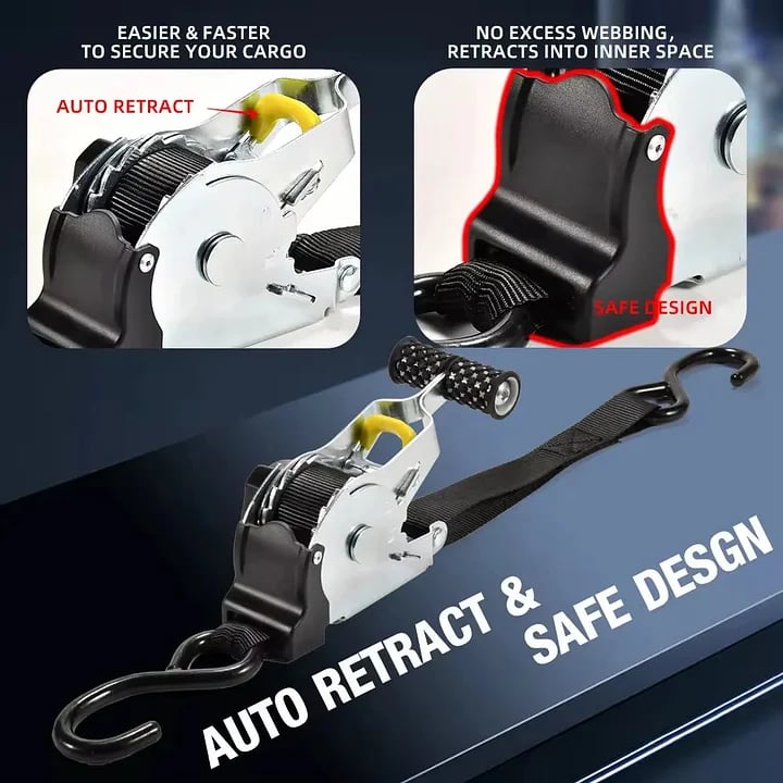 aakip™-🔥 Retractable Auto Ratchet Strap with