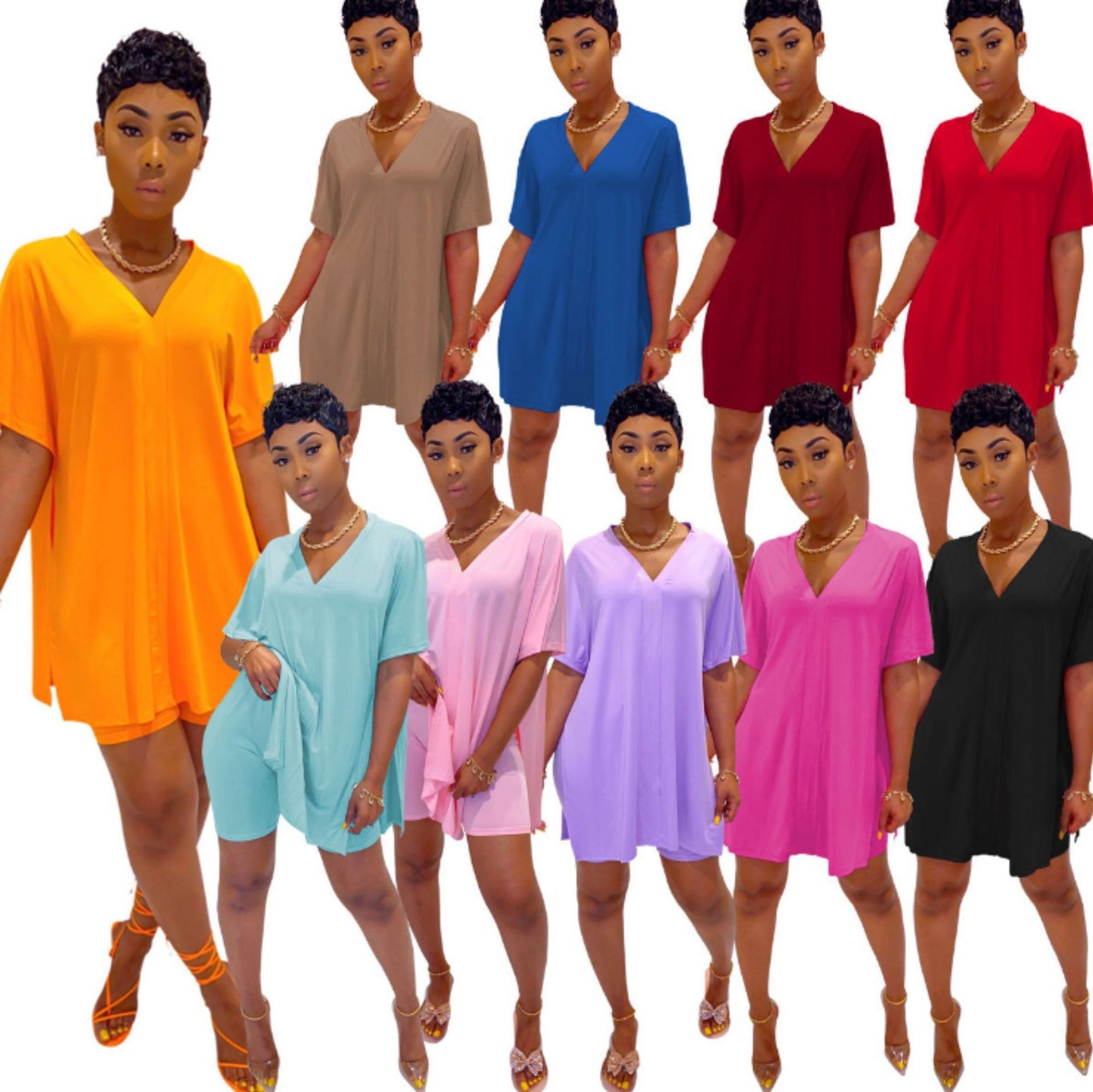 aakip™- Promotion🔥49% OFF💃💃2024 V-Neck Dress & Shorts Set🔥