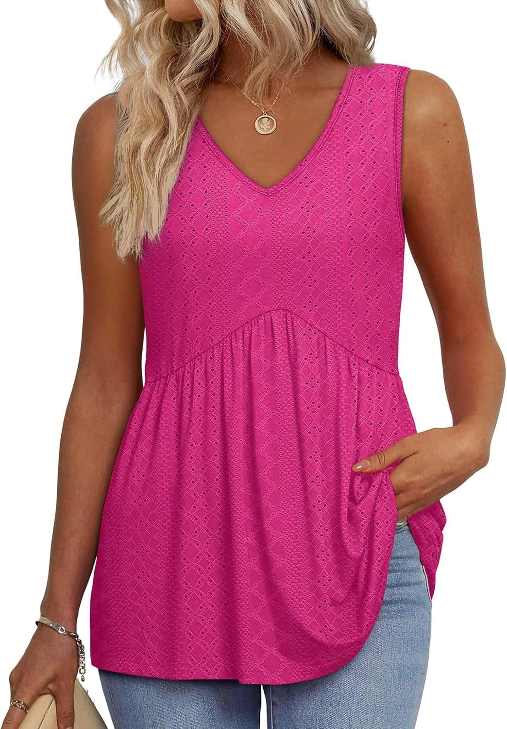 Limited time sale🔥Women's Print Flowy Sleeveless V Neck Peplum Tank Tops(BUY 3 FREE SHIPPING)