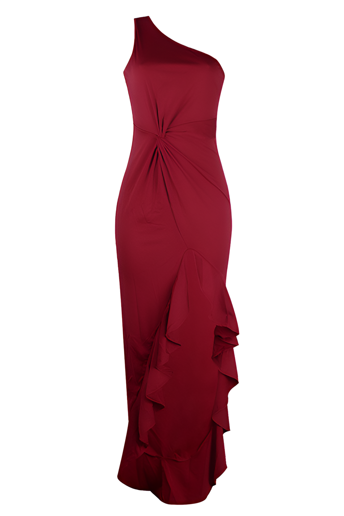 aakip™-Slit ruffled full skirt evening dress