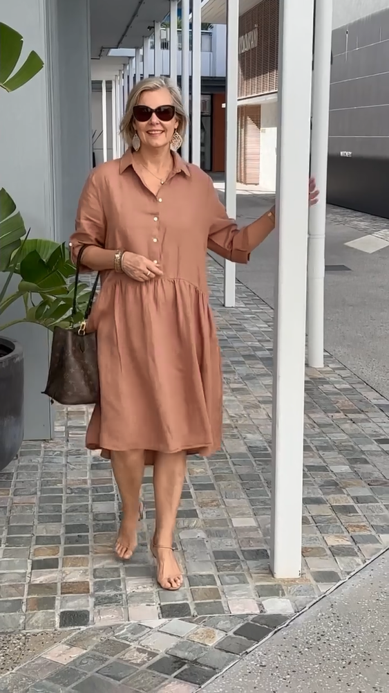 New Women's Cotton linen casual dress