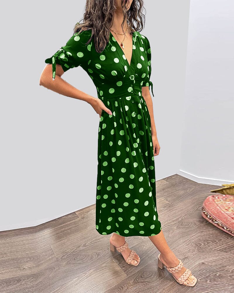 aakip™-🔥🌷 Promotion 48% OFF - 💃Deep V-neck polka-dot dress