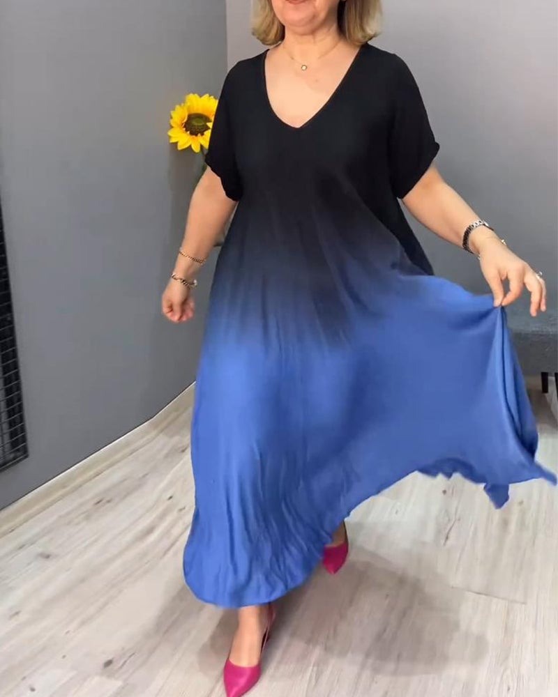 aakip™-Casual pleated ombre dress