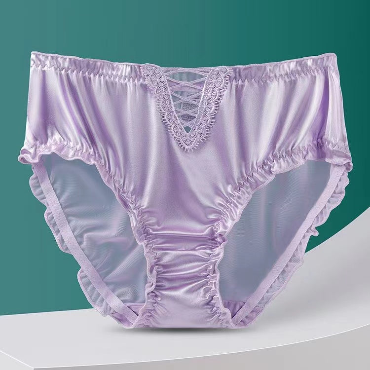 Lace Lingerie Ladies Satin Ice Seamless Pantiesš„Buy 1 get 2 free (3PCS)