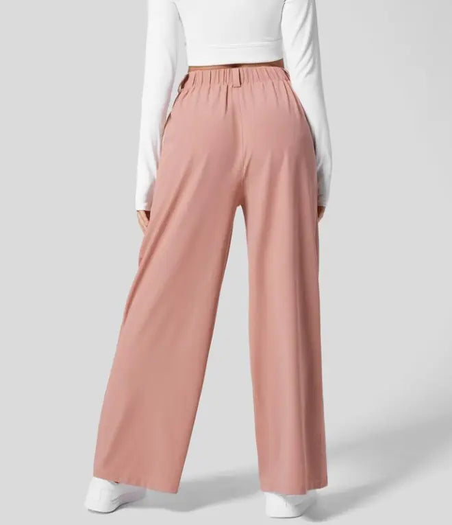 aakip™-2024 High Waisted Plicated Side Pocket Wide Leg Waffle Casual Pants