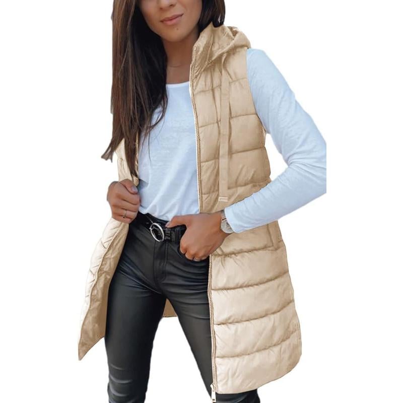 βοΈ Women Long Puffer Vest π | Solid Color | Sleeveless | Hooded | Winter Wear π