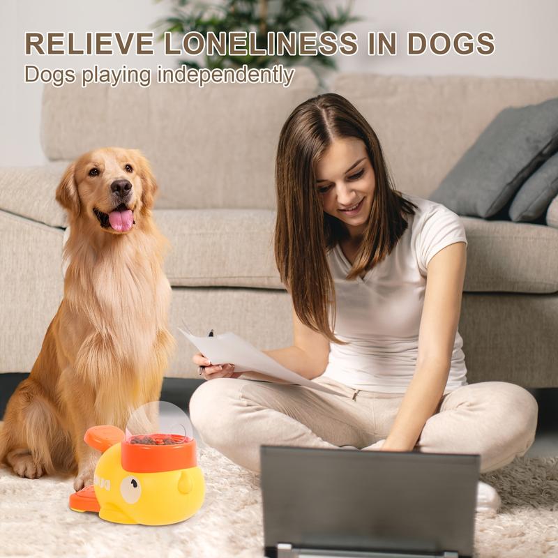 Yellow Duck-Shaped Interactive Dog Feeder