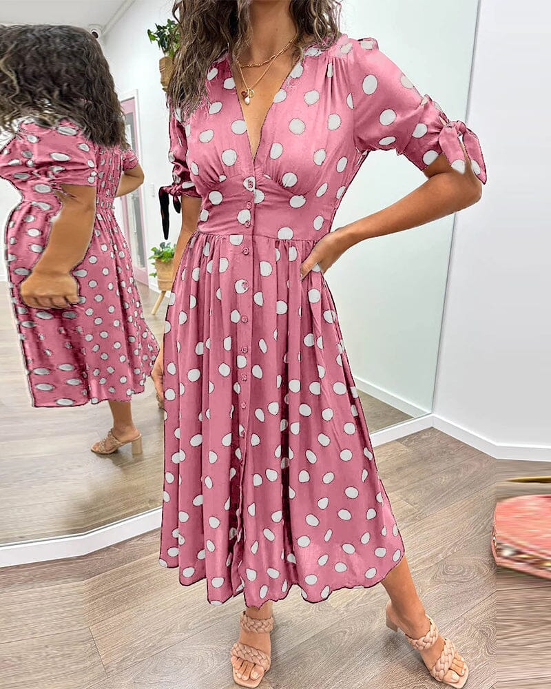 aakip™-🔥🌷 Promotion 48% OFF - 💃Deep V-neck polka-dot dress