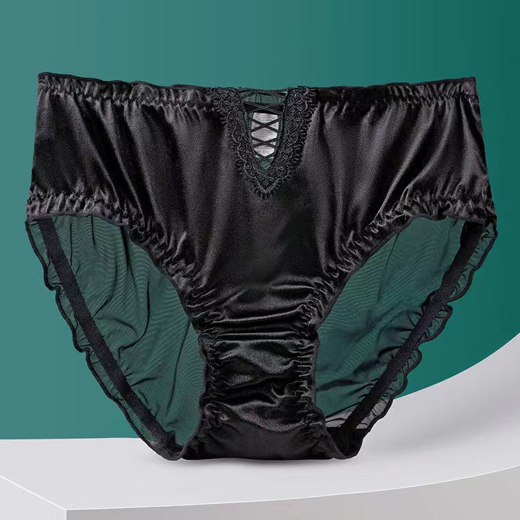 Lace Lingerie Ladies Satin Ice Seamless Pantiesš„Buy 1 get 2 free (3PCS)