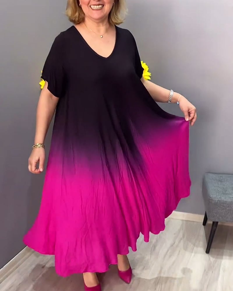 aakip™-Casual pleated ombre dress
