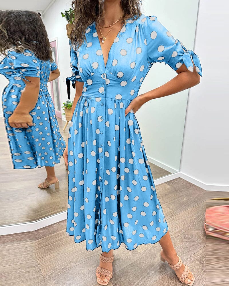 aakip™-🔥🌷 Promotion 48% OFF - 💃Deep V-neck polka-dot dress