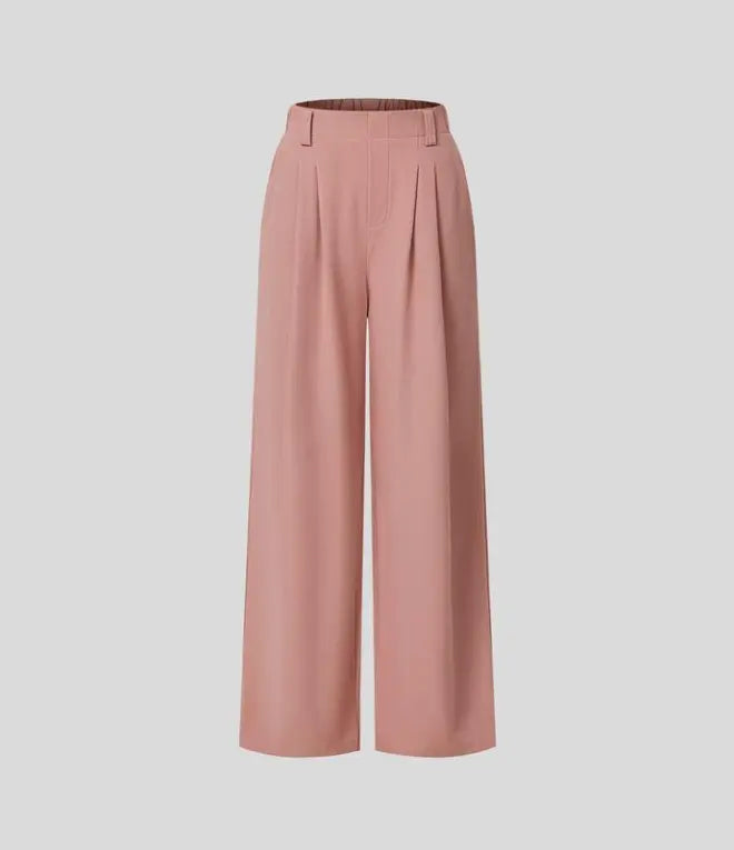 aakip™-2024 High Waisted Plicated Side Pocket Wide Leg Waffle Casual Pants