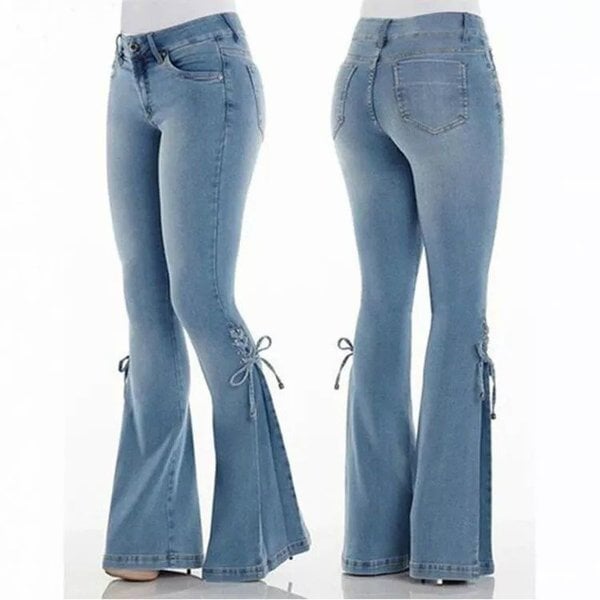 aakip™-70S HIP HUGGER BELL BOTTOMS STRETCHY JEANS