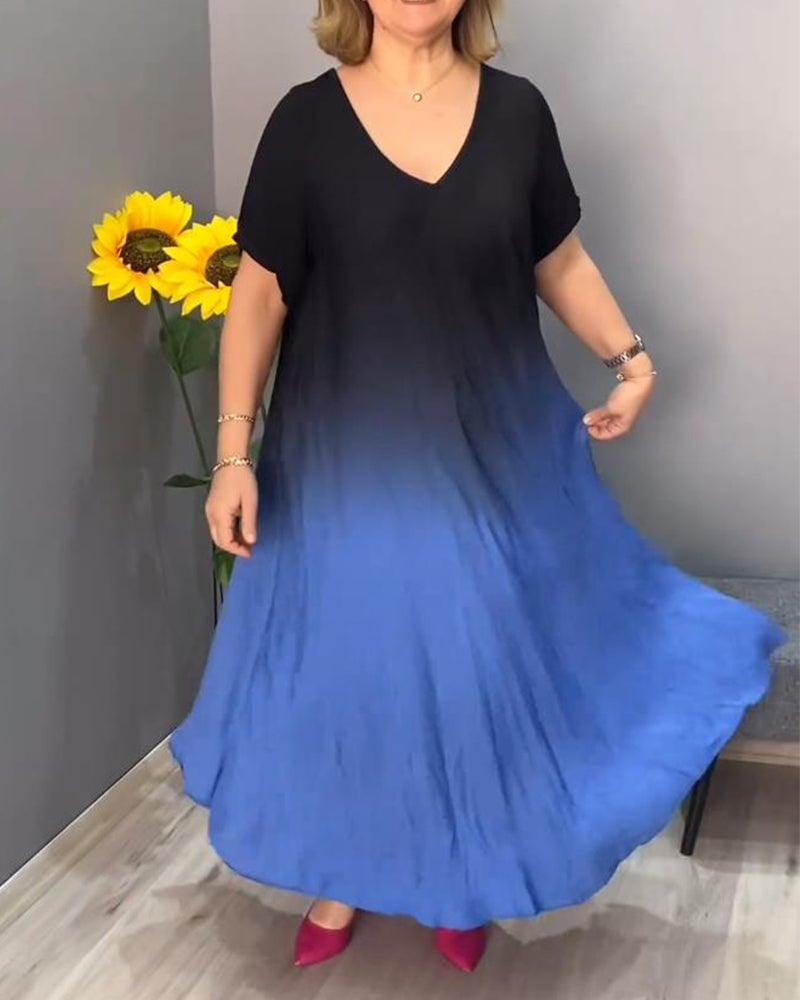 aakip™-Casual pleated ombre dress