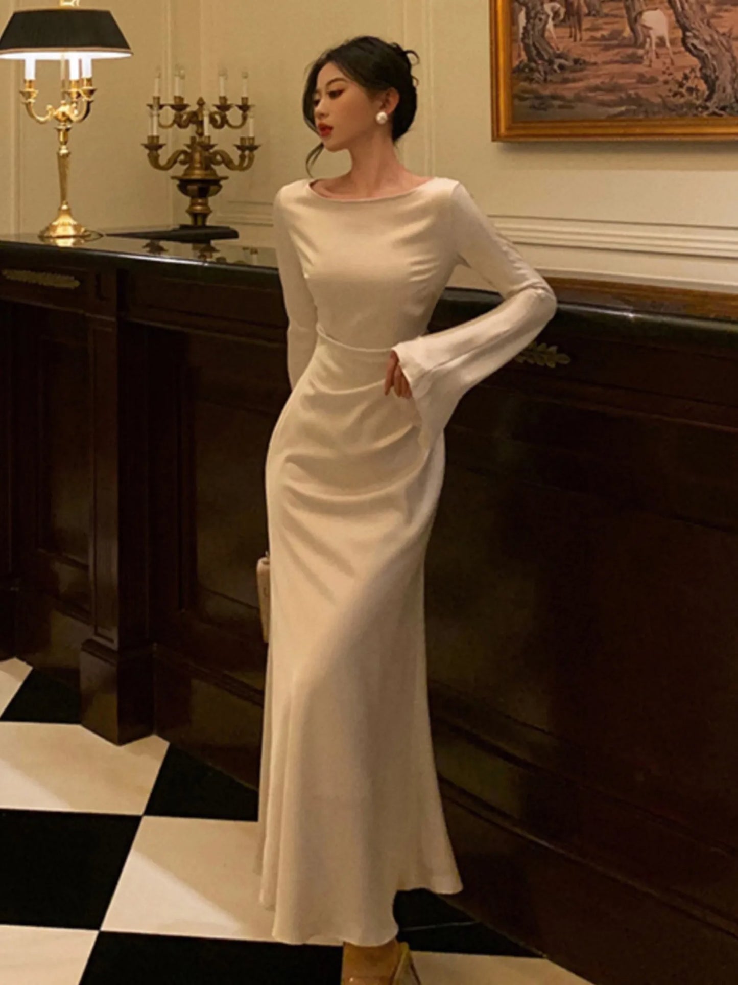 aakip™-French Vintage Flare Sleeve Mermaid Dress