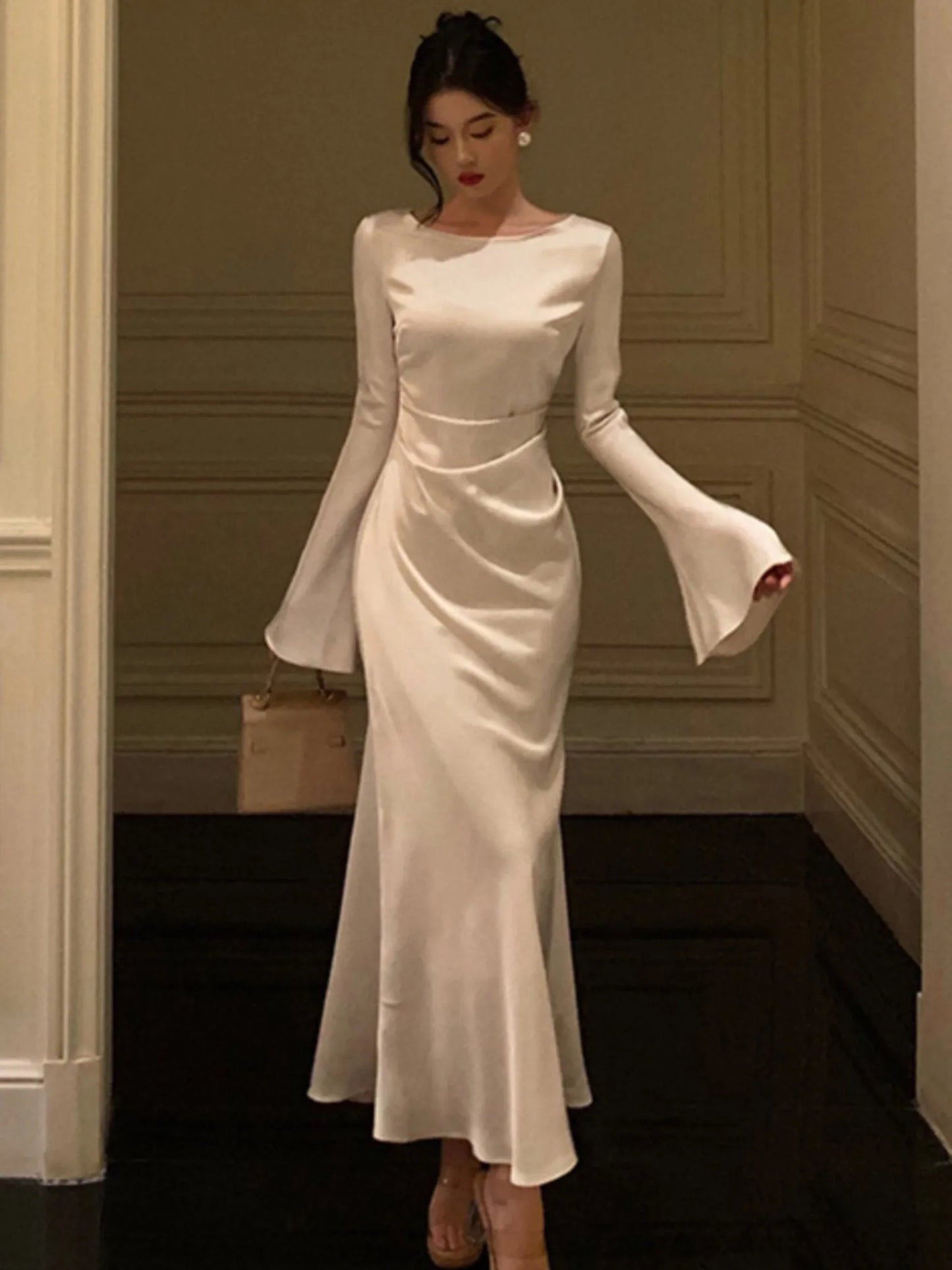 aakip™-French Vintage Flare Sleeve Mermaid Dress