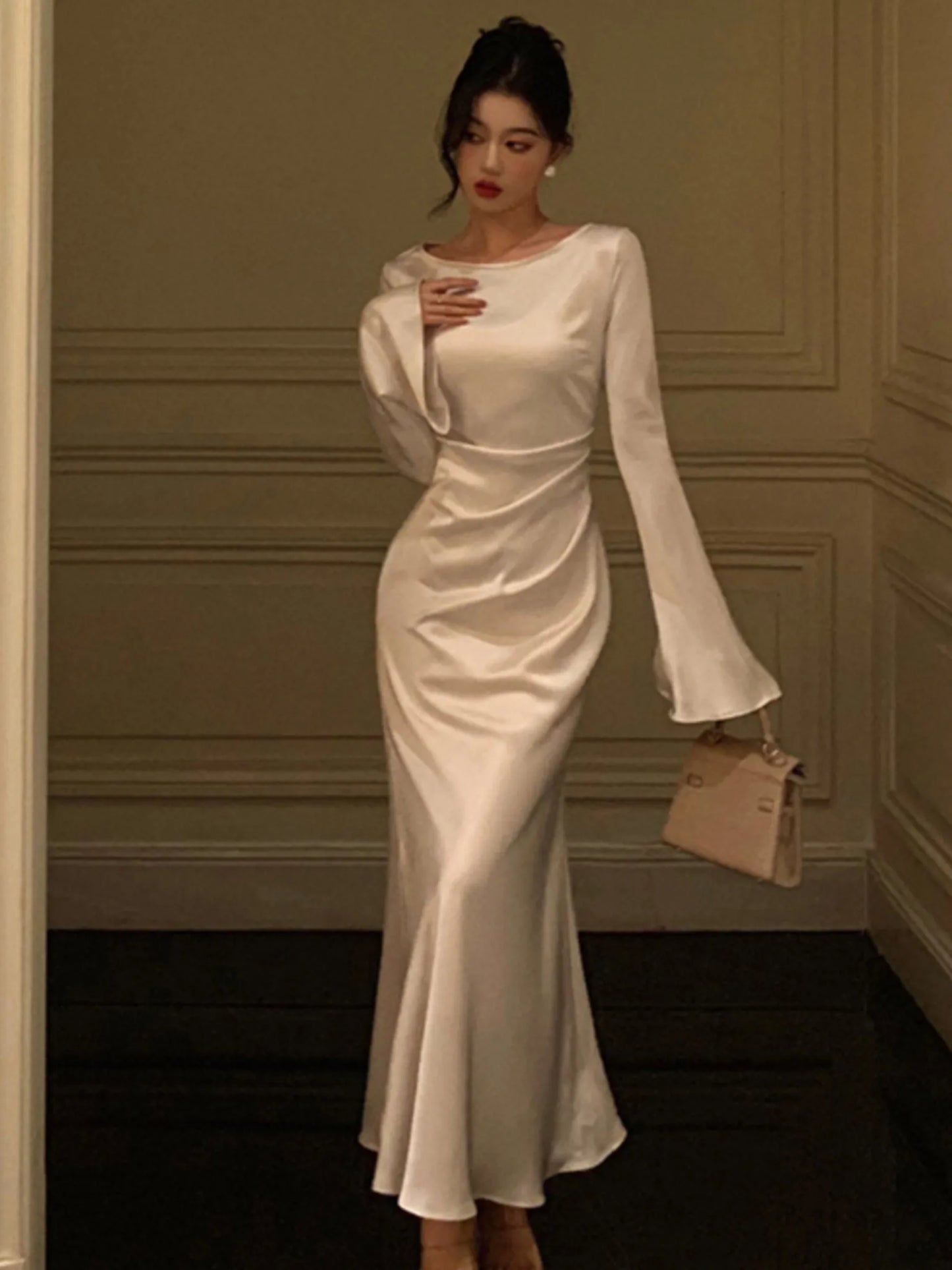 aakip™-French Vintage Flare Sleeve Mermaid Dress