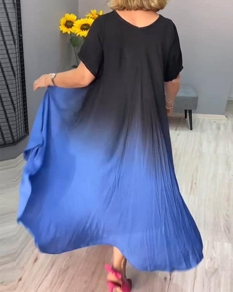 aakip™-Casual pleated ombre dress