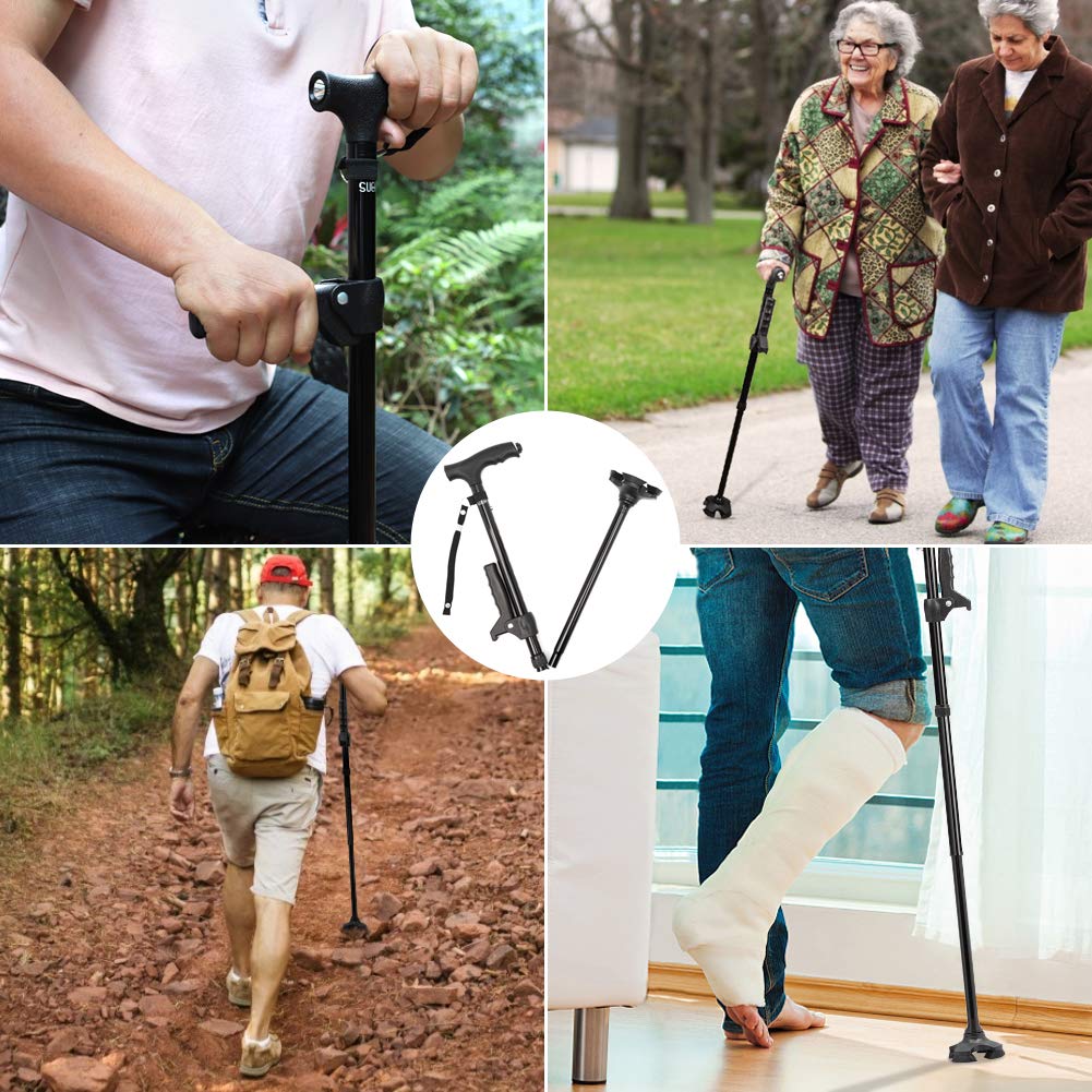 aakip™-HOT SALE -Aluminum alloy with LED light non-slip foldable walking stick
