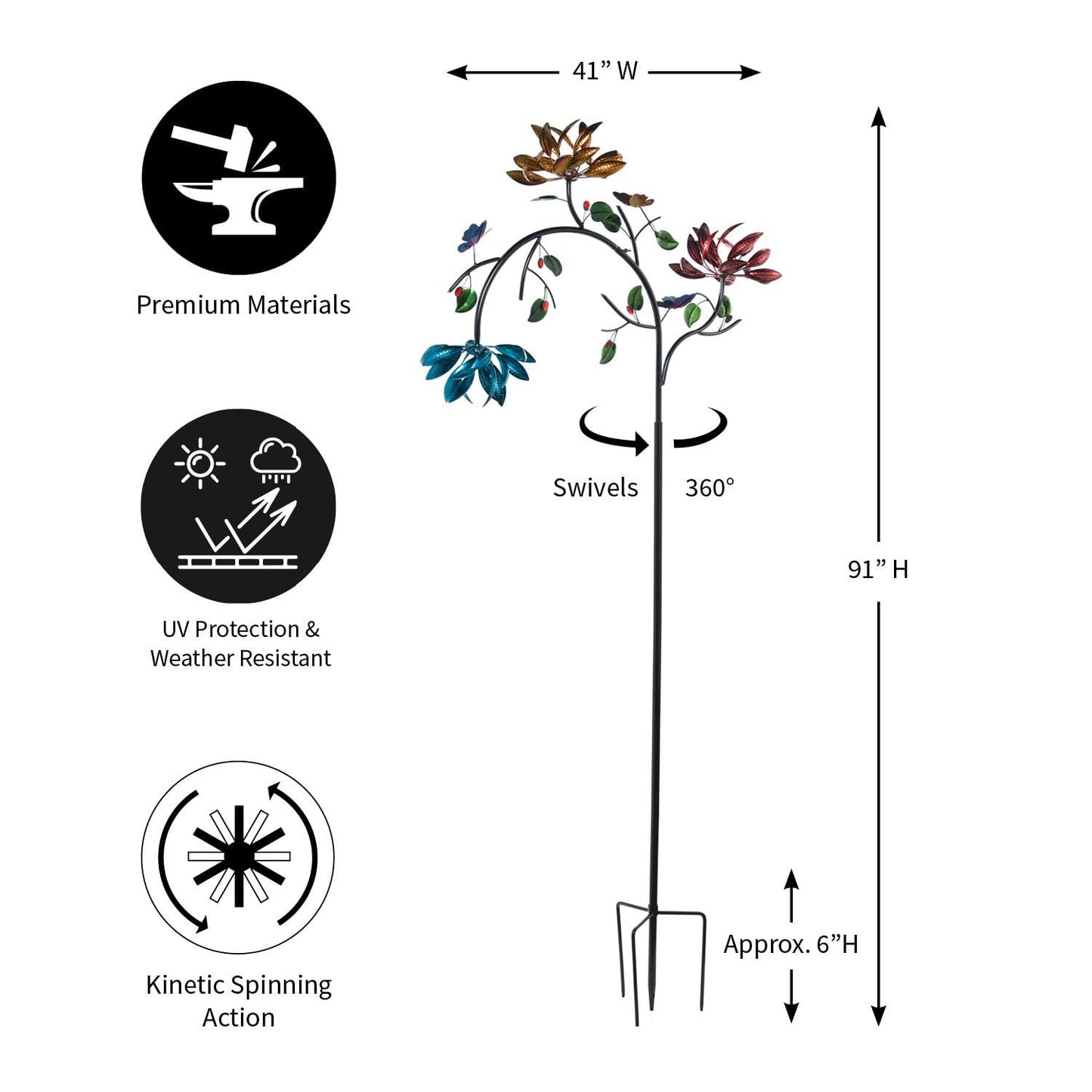 aakip™-🔥70% OFF -Beautiful Summer Multi Colored Flowers Wind Spinner