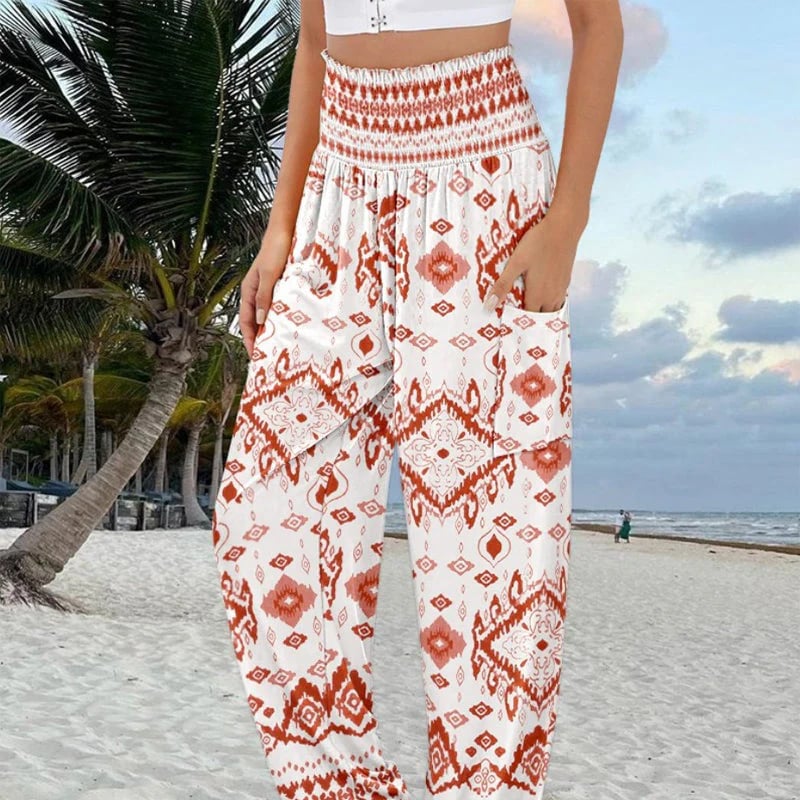 🌸Women's Casual Printed Wide Leg Pants with Pockets