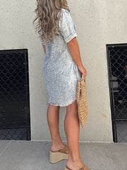aakip™-Short Sleeve Casual Denim Shirt Dress-Buy two and get free shipping!