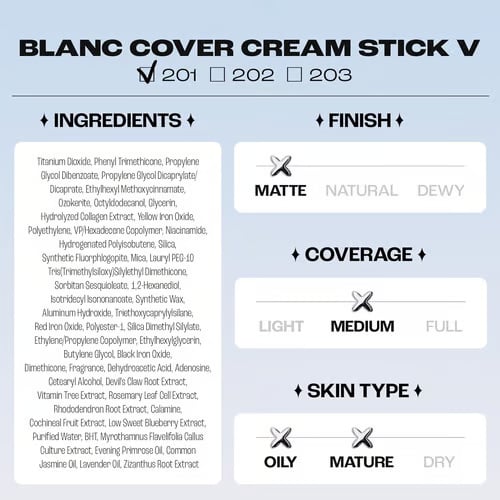 🌟Cream Stick V White Korean Color-Changing Foundation Stick with Volufiline