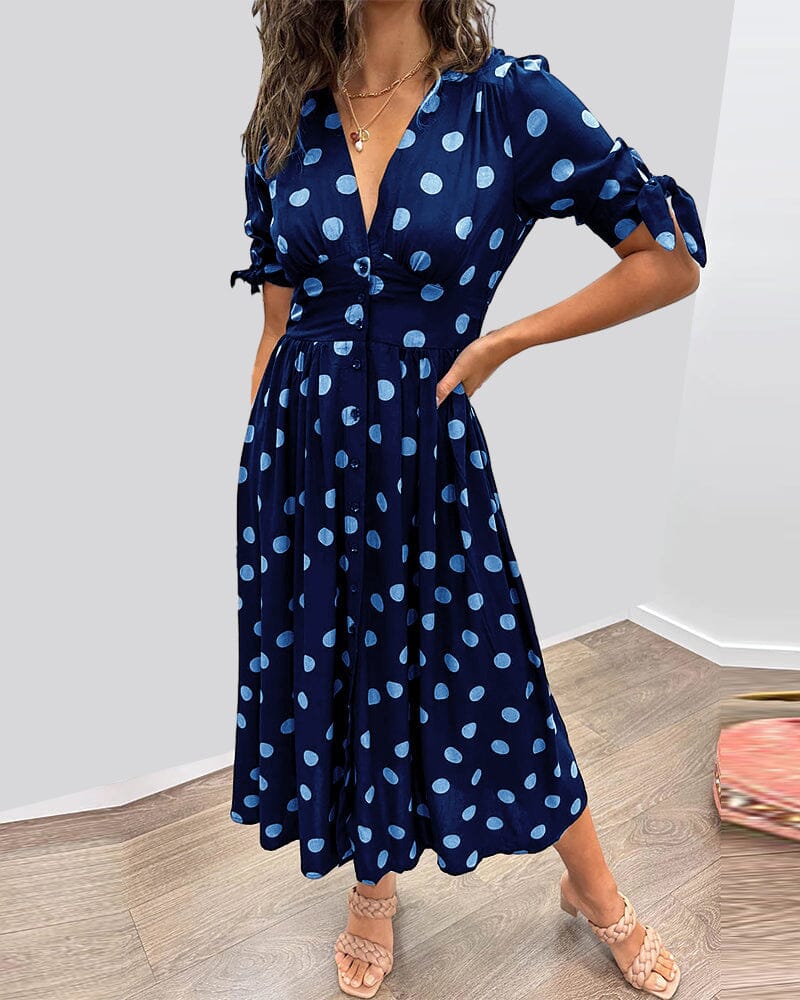 aakip™-🔥🌷 Promotion 48% OFF - 💃Deep V-neck polka-dot dress