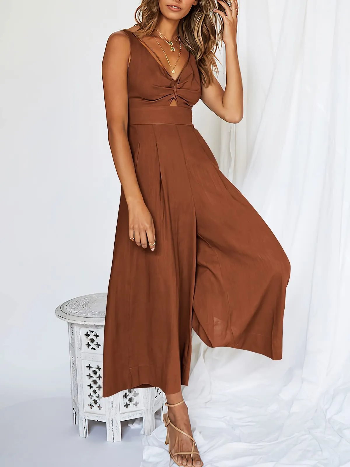 aakip™-V Neck Cutout High-Waist Jumpsuits(Buy 2 free shipping)
