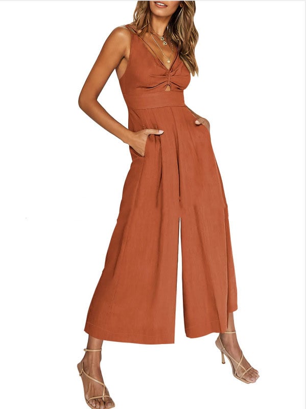 aakip™-V Neck Cutout High-Waist Jumpsuits(Buy 2 free shipping)