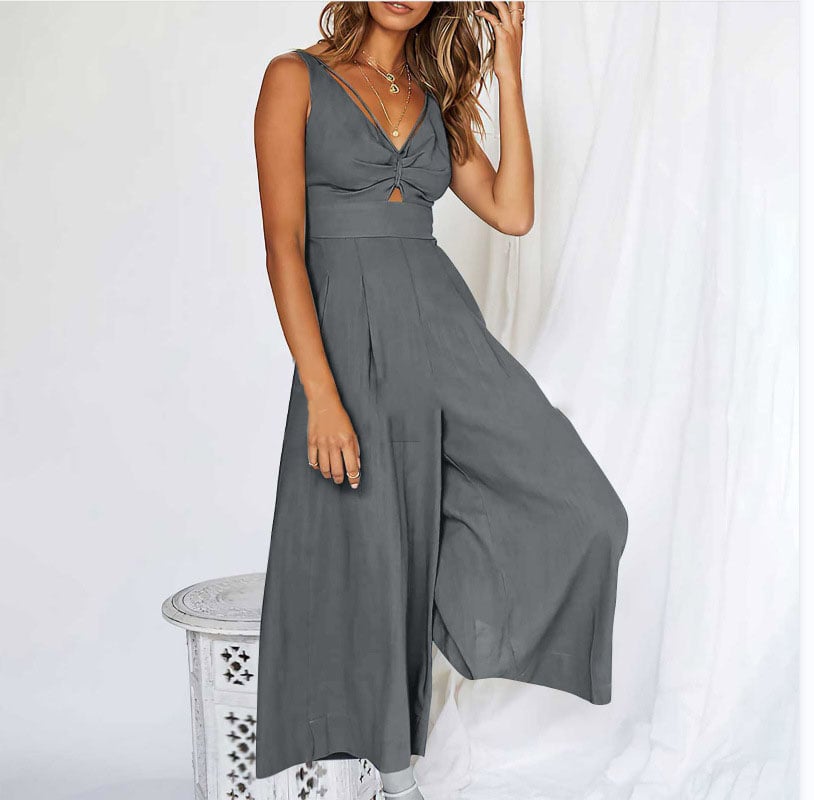 aakip™-V Neck Cutout High-Waist Jumpsuits(Buy 2 free shipping)