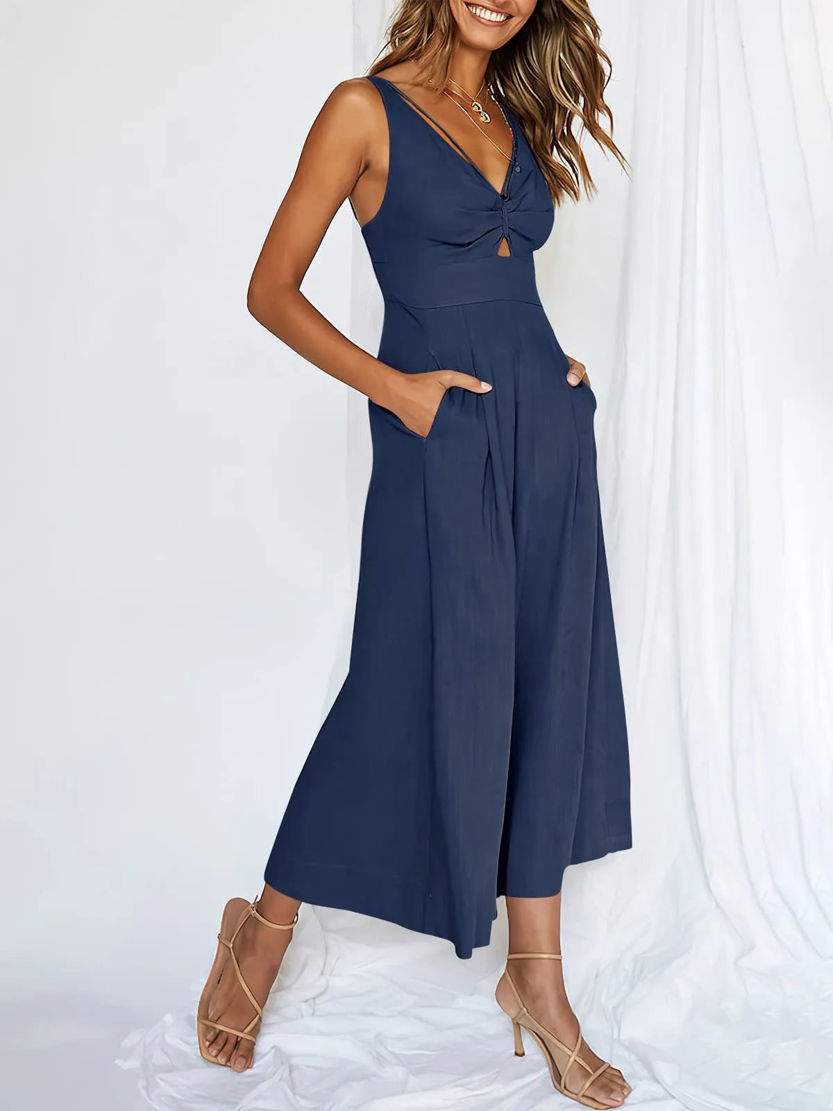 aakip™-V Neck Cutout High-Waist Jumpsuits(Buy 2 free shipping)