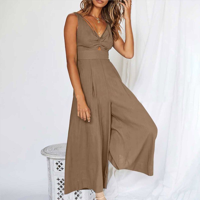 aakip™-V Neck Cutout High-Waist Jumpsuits(Buy 2 free shipping)
