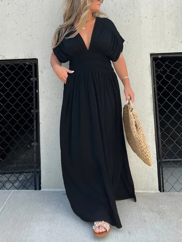 aakip™-NEW IN 💗 SLIT V-NECK EFFORTLESS MAXI LONG DRESS