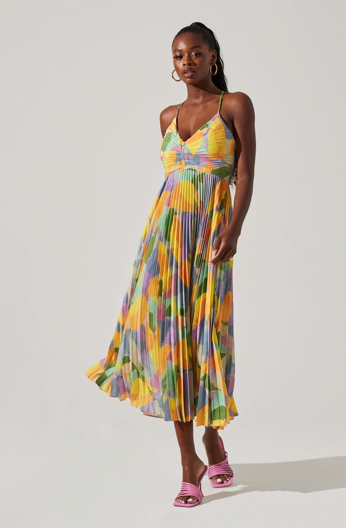 aakip™-Casual Pleated Print Dress