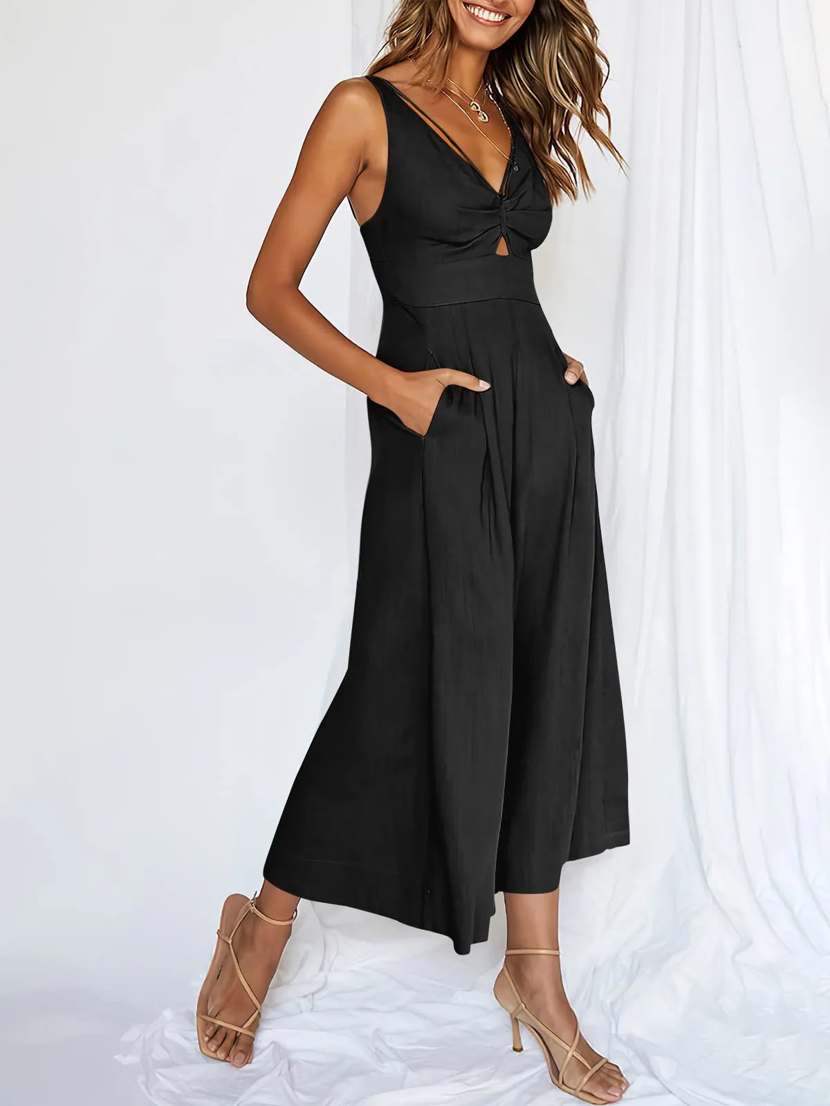 aakip™-V Neck Cutout High-Waist Jumpsuits(Buy 2 free shipping)