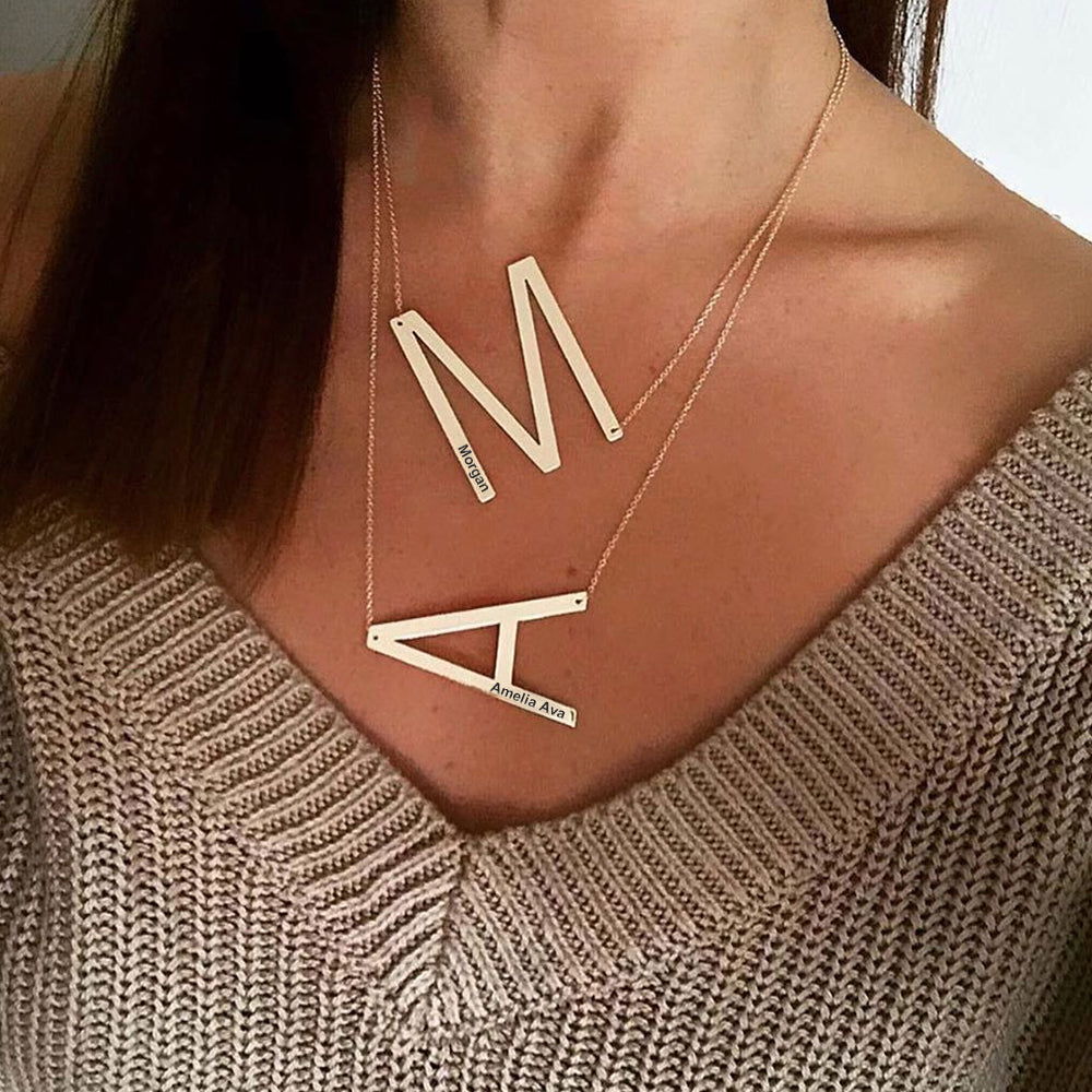 aakip™-Engraved Alphabet A Initial Necklace