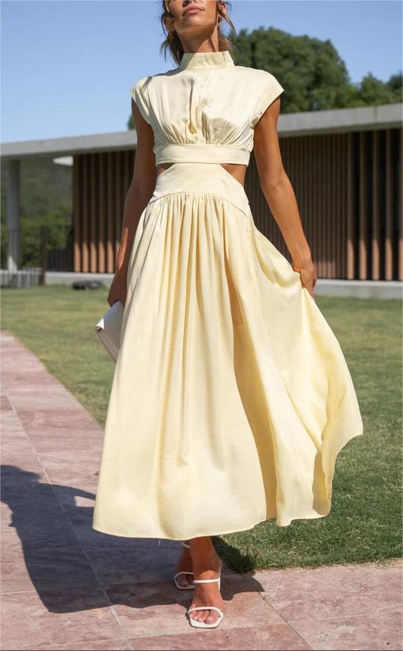 aakip™-🔥Hot Sale 49%OFF - Cutout Waist Pocketed Vacation Midi Dress