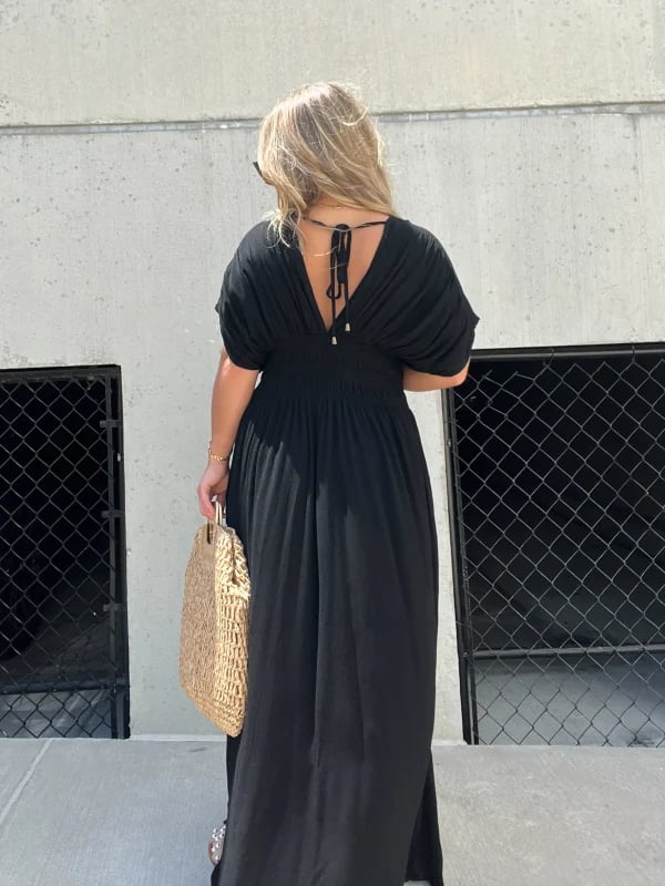 aakip™-NEW IN 💗 SLIT V-NECK EFFORTLESS MAXI LONG DRESS