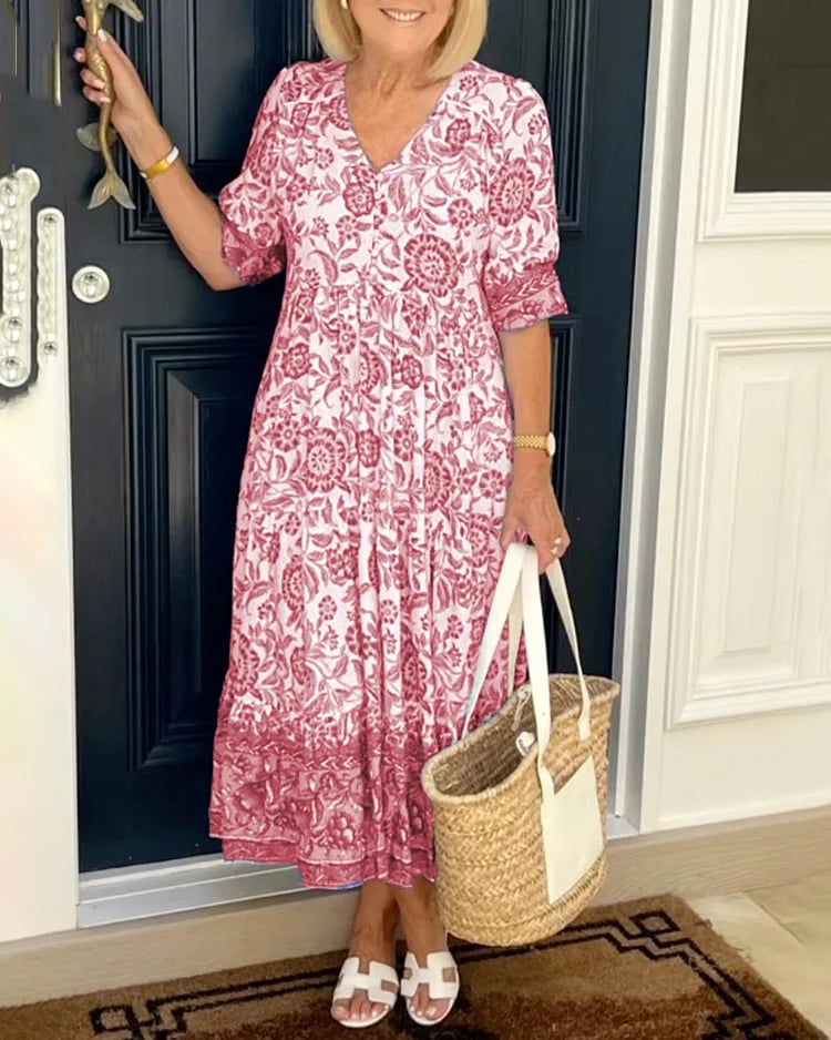 aakip™-V-neck Bohemian Dress