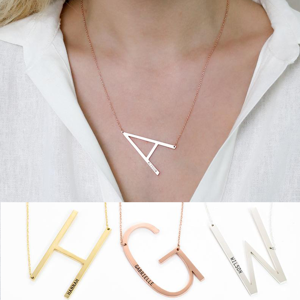 aakip™-Engraved Alphabet A Initial Necklace