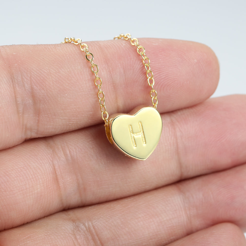 aakip™-Engraved Heart Initial Necklace