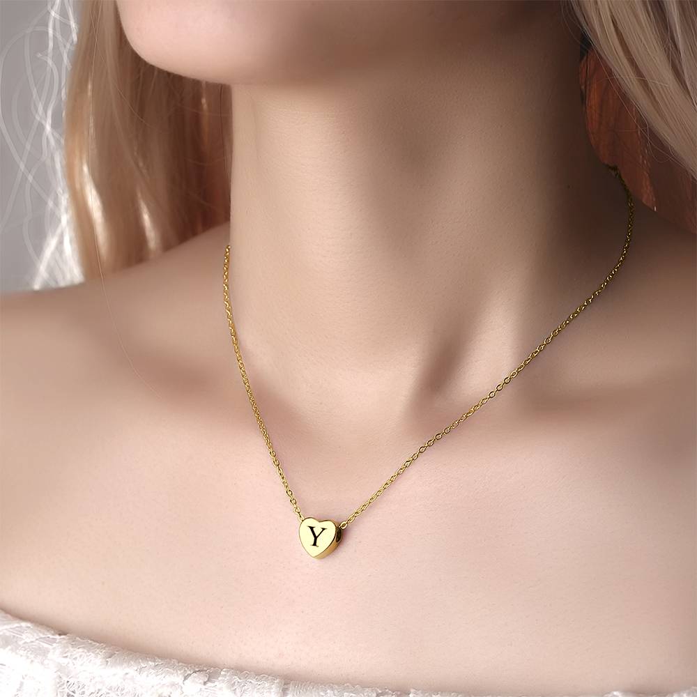 aakip™-Engraved Heart Initial Necklace