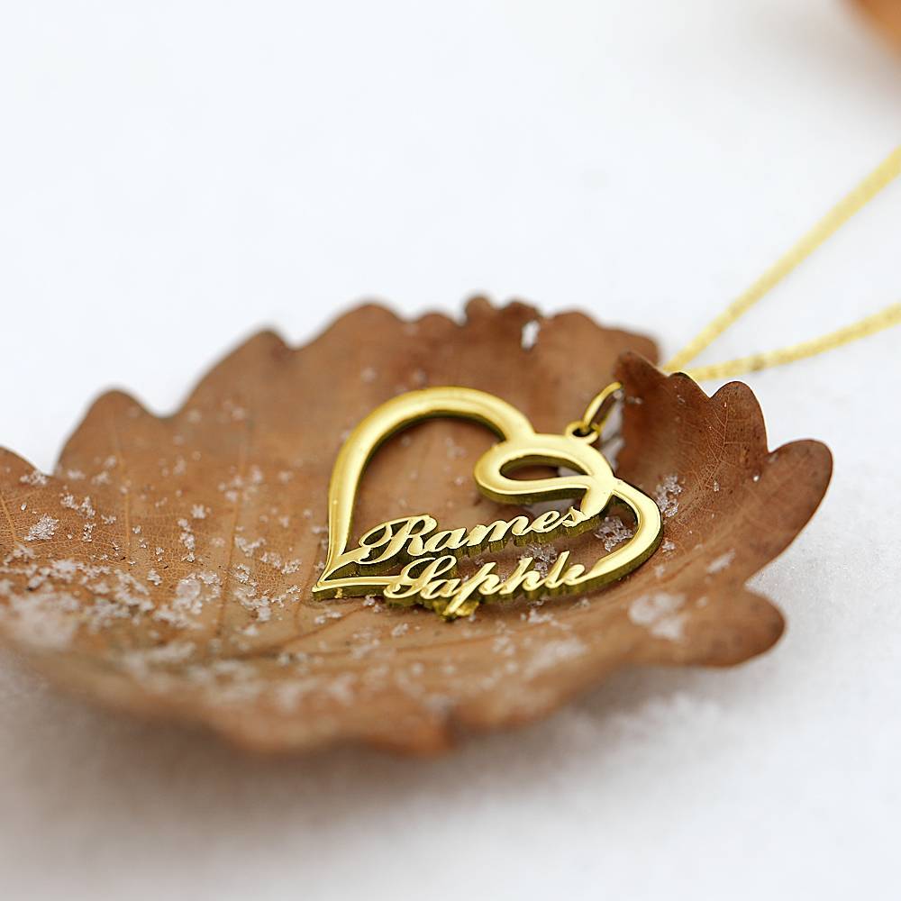 aakip™-Overlapping Heart Two Name Necklace Nameplates Necklace For Her