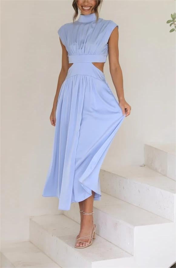aakip™-🔥Hot Sale 49%OFF - Cutout Waist Pocketed Vacation Midi Dress