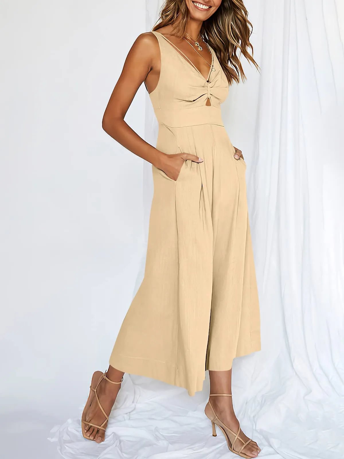 aakip™-V Neck Cutout High-Waist Jumpsuits(Buy 2 free shipping)