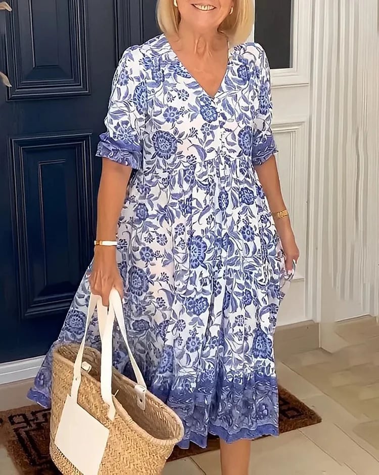 aakip™-V-neck Bohemian Dress