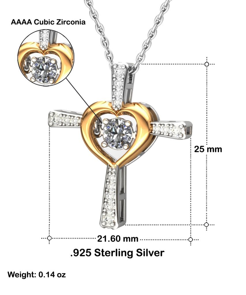 aakip™-Gift To My Baby Girl Daughter - Cross Dancing Necklace With Message Card Gift