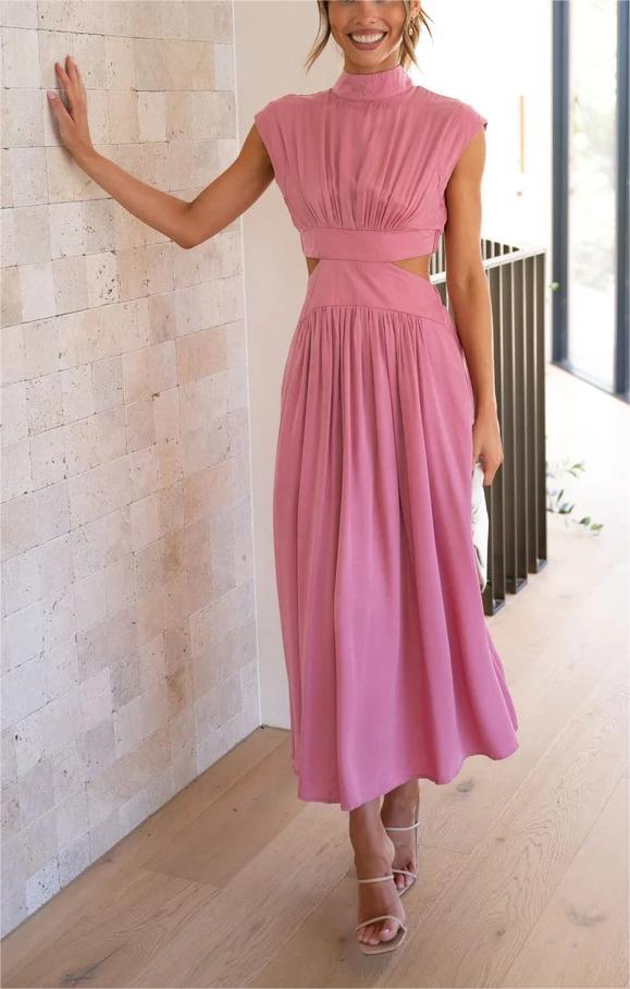aakip™-🔥Hot Sale 49%OFF - Cutout Waist Pocketed Vacation Midi Dress